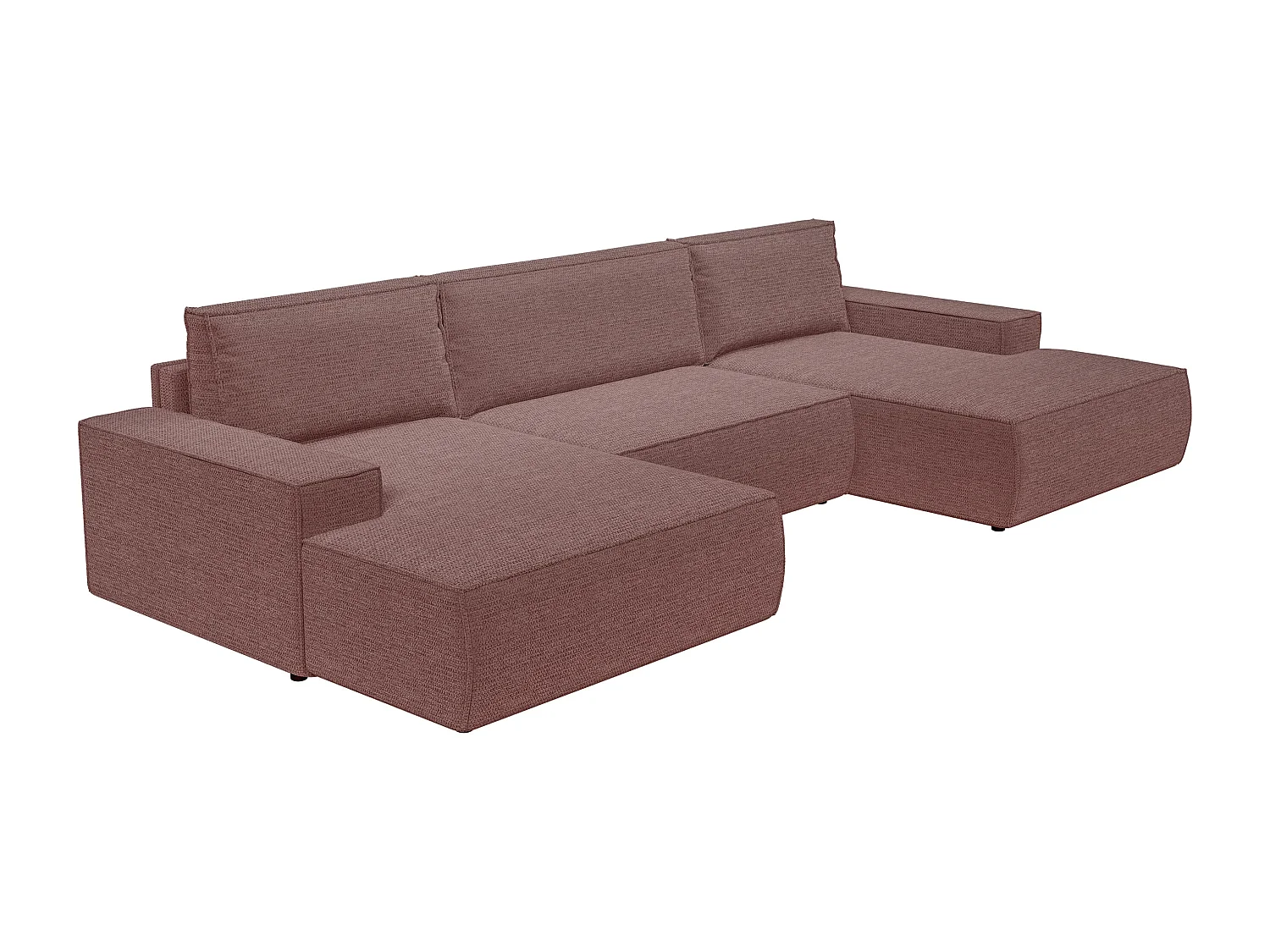 XXL U-vormige slaapbank in terracottakleurige textuurstof – AMELIA