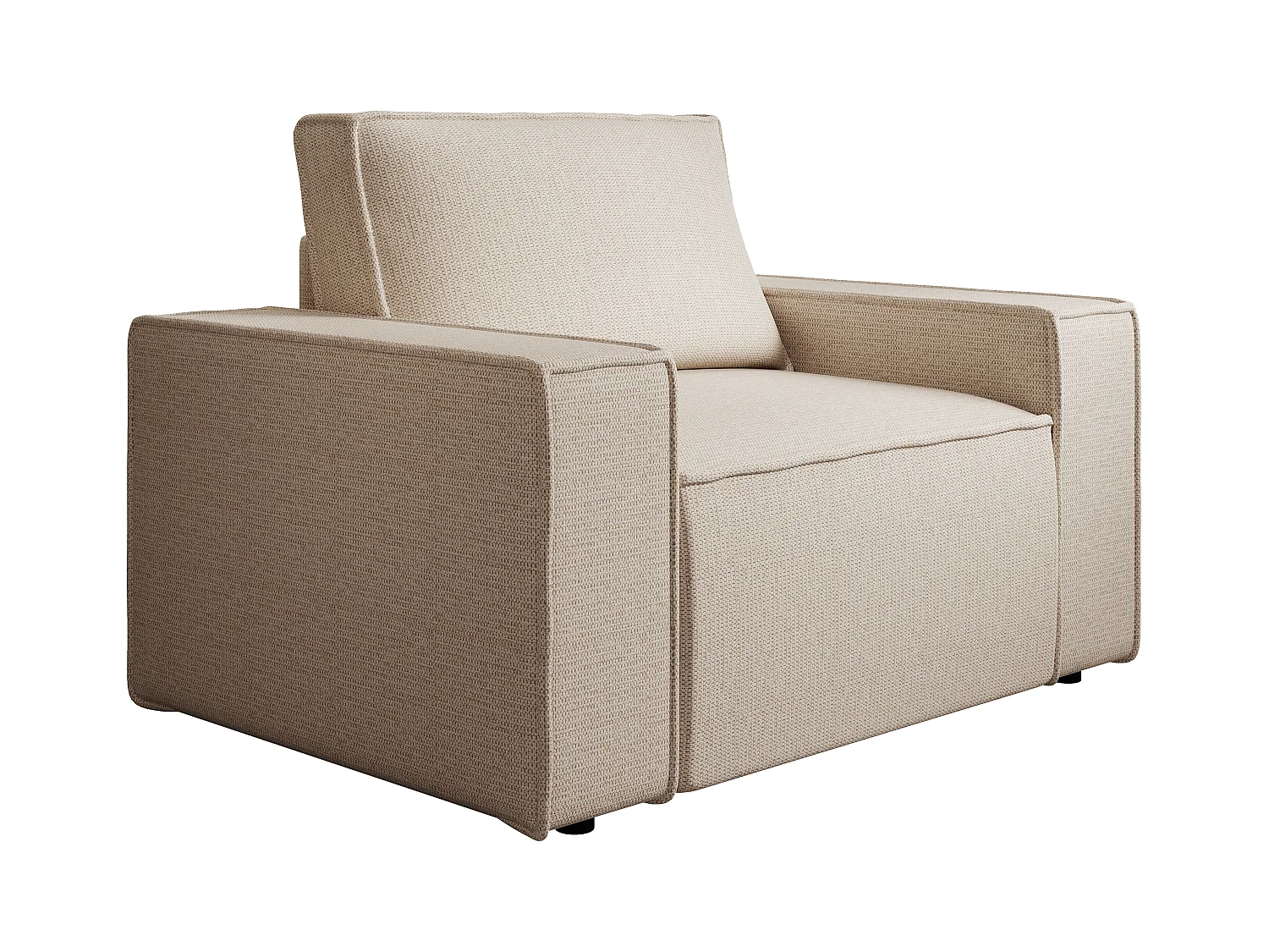 Fauteuil en tissu texturé beige AMELIA