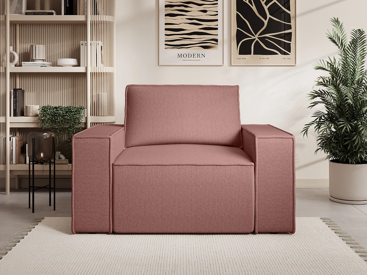 Sessel - Strukturstoff - Terracotta - AMELIA
