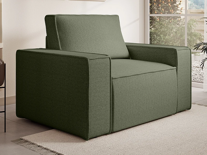 Sillón de tela verde AMELIA