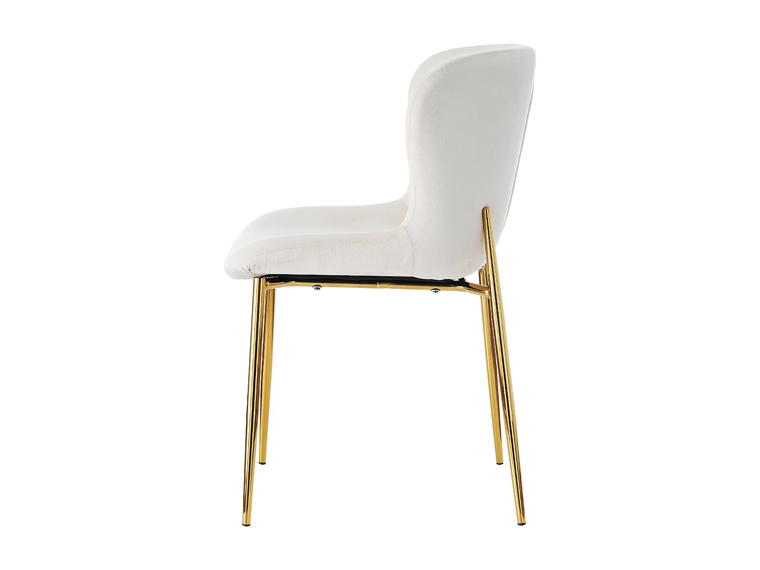 Lot de 4 Chaises rembourré en velours - avec pieds en métal doré – style contemporain - Beige