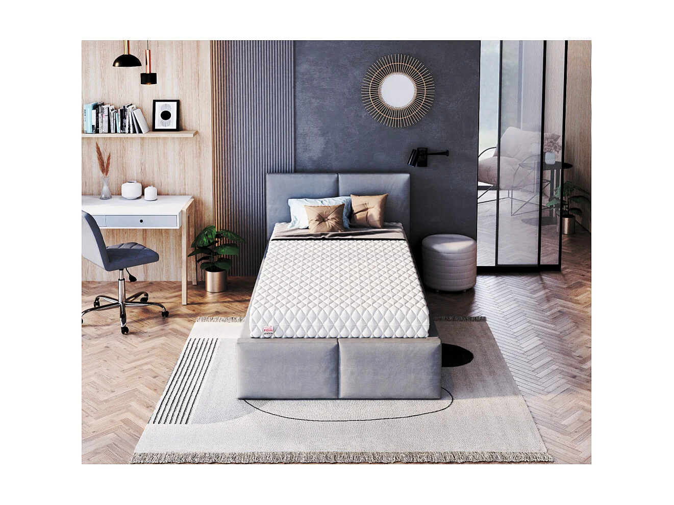 Matelas  BRESSO - Mousse  - Epaisseur 10 cm  80 x 160 cm cm
