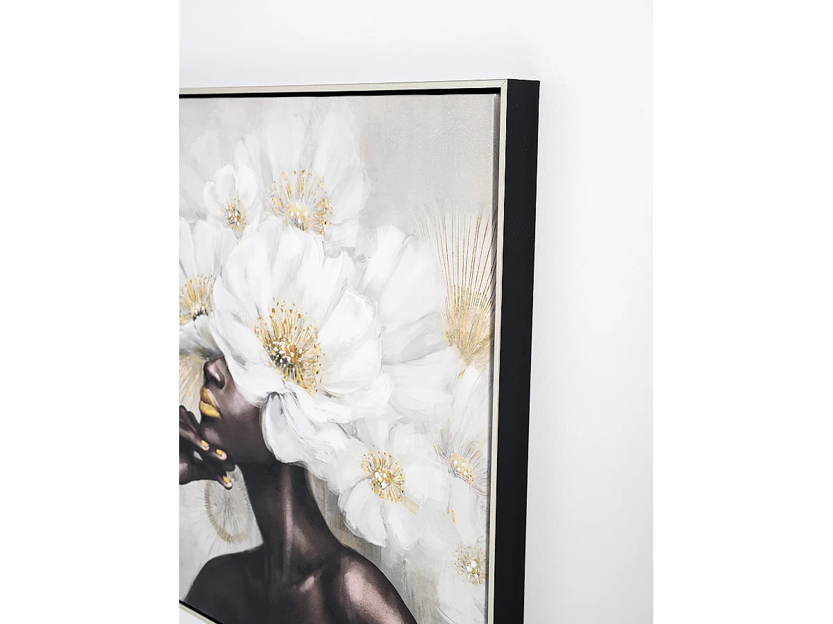 Ensemble de 2 tableaux peinture à l'huile sur toile, peinte avec cadre en bois noir