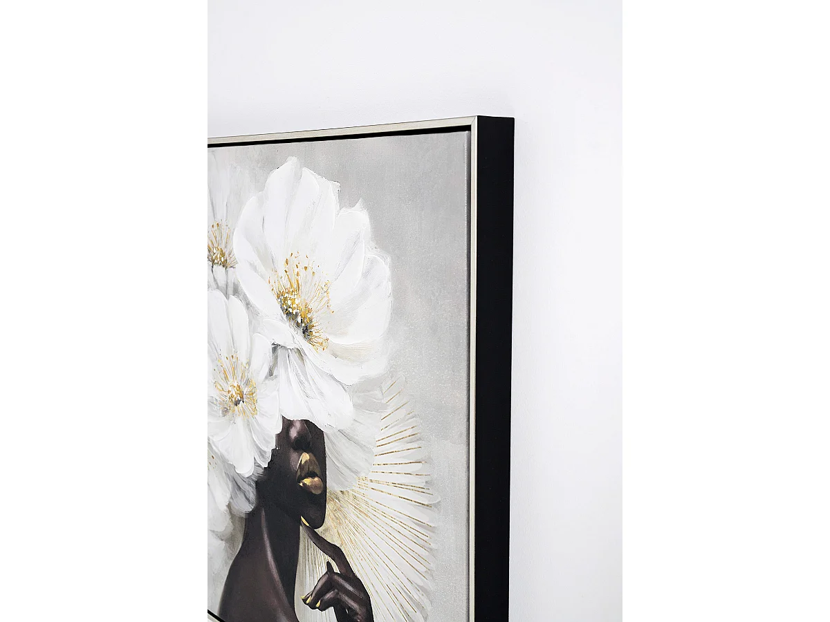 Ensemble de 2 tableaux peinture à l'huile sur toile, peinte avec cadre en bois noir