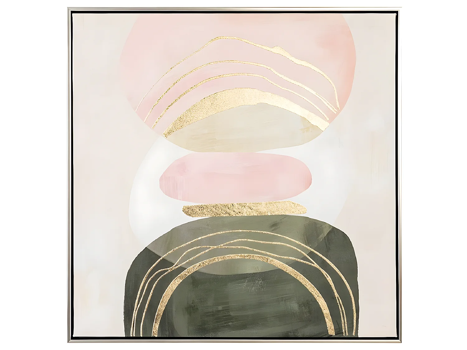 Ensemble de 2 tableaux peinture à l'huile sur toile, peinte murale avec cadre noir