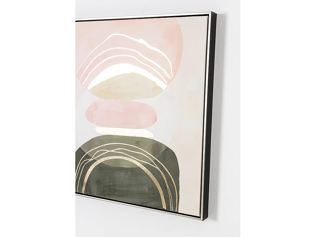 Ensemble de 2 tableaux peinture à l'huile sur toile, peinte murale avec cadre noir