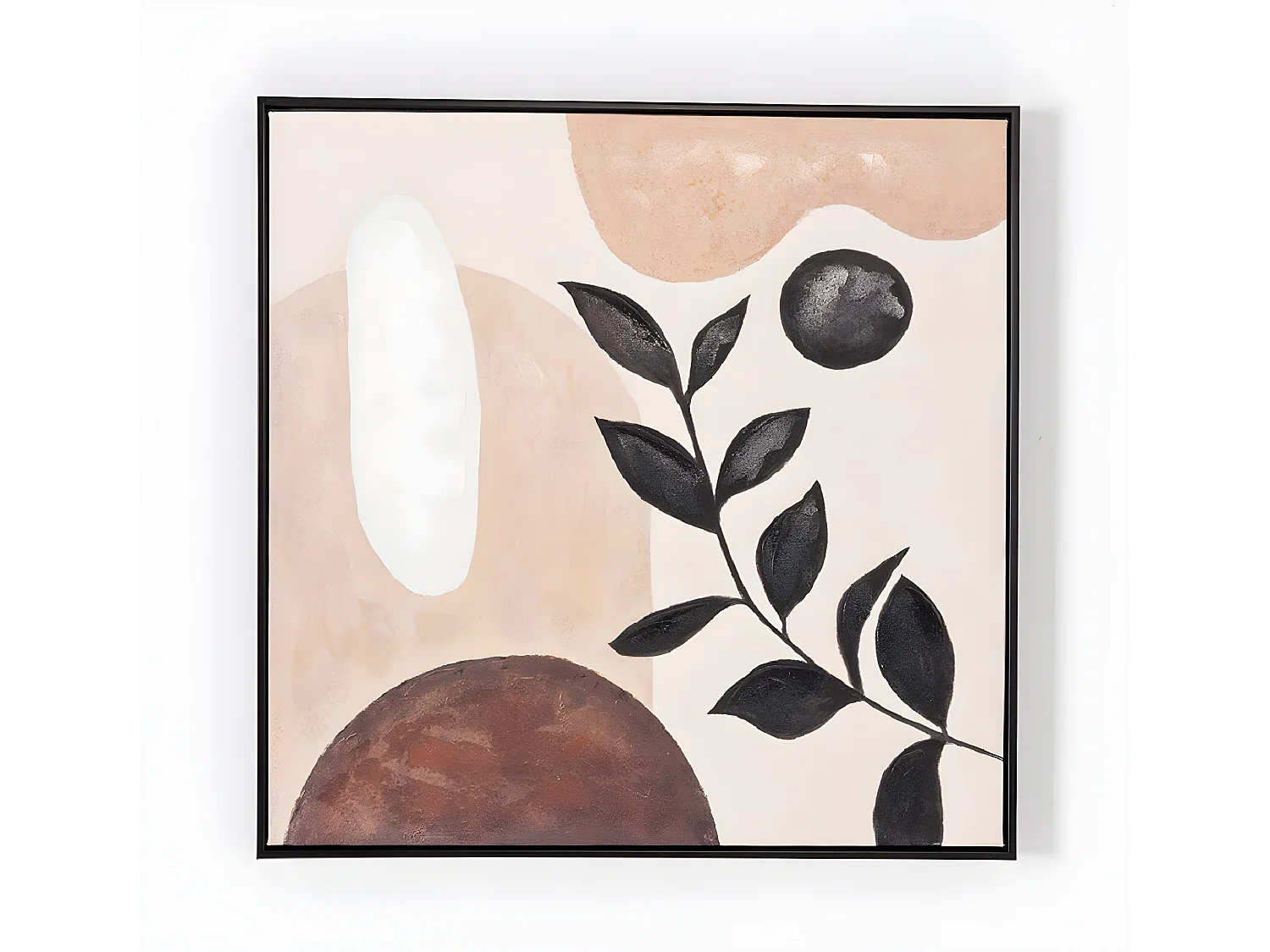 Ensemble 3 tableau peinture à l'huile sur toile, peinte avec cadre en bois noir