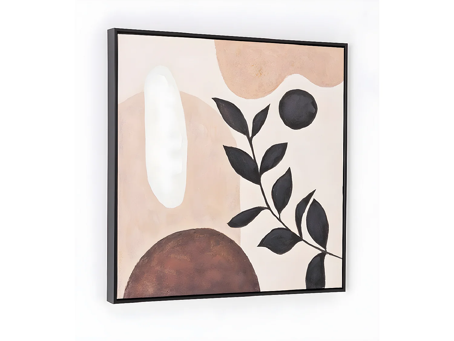Ensemble 3 tableau peinture à l'huile sur toile, peinte avec cadre en bois noir