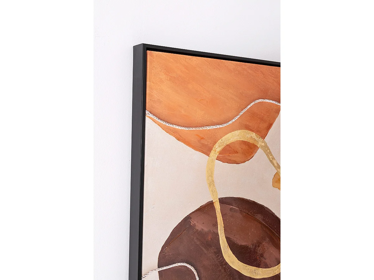 Ensemble 3 tableau peinture à l'huile sur toile, peinte avec cadre en bois noir