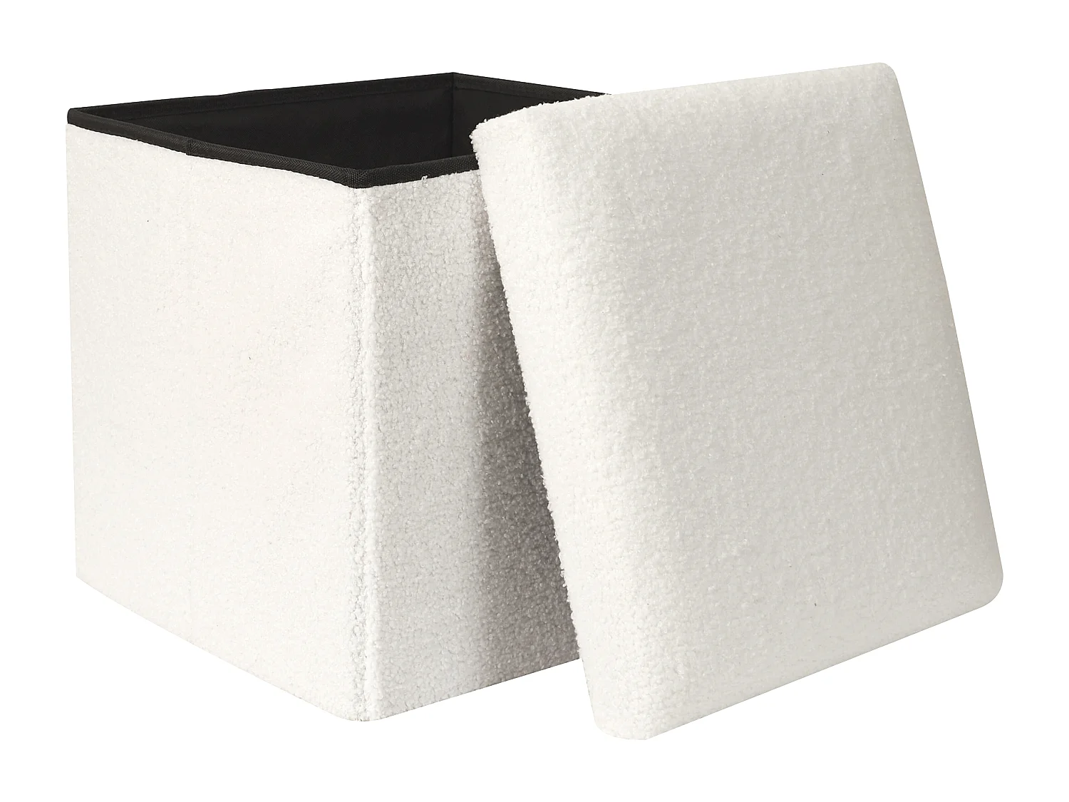 Coffre Pouf Pliable Bouclette Blanc - Lot De 4 Blanc