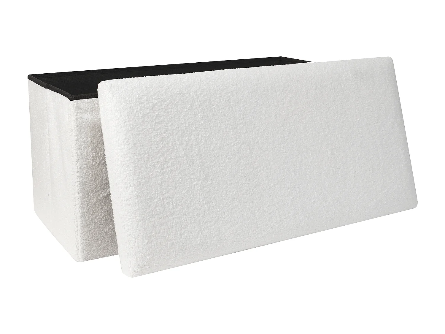 Coffre Banc Pliable Bouclette Blanc Blanc