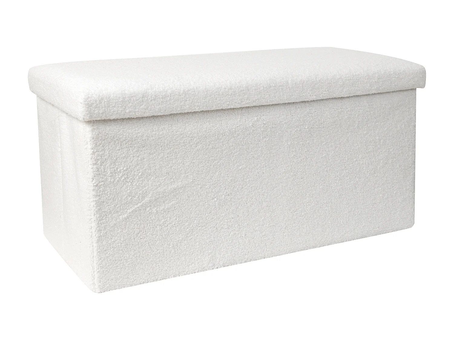 Coffre Banc Pliable Bouclette Blanc Blanc