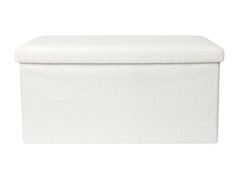 Coffre Banc Pliable Bouclette Blanc Blanc