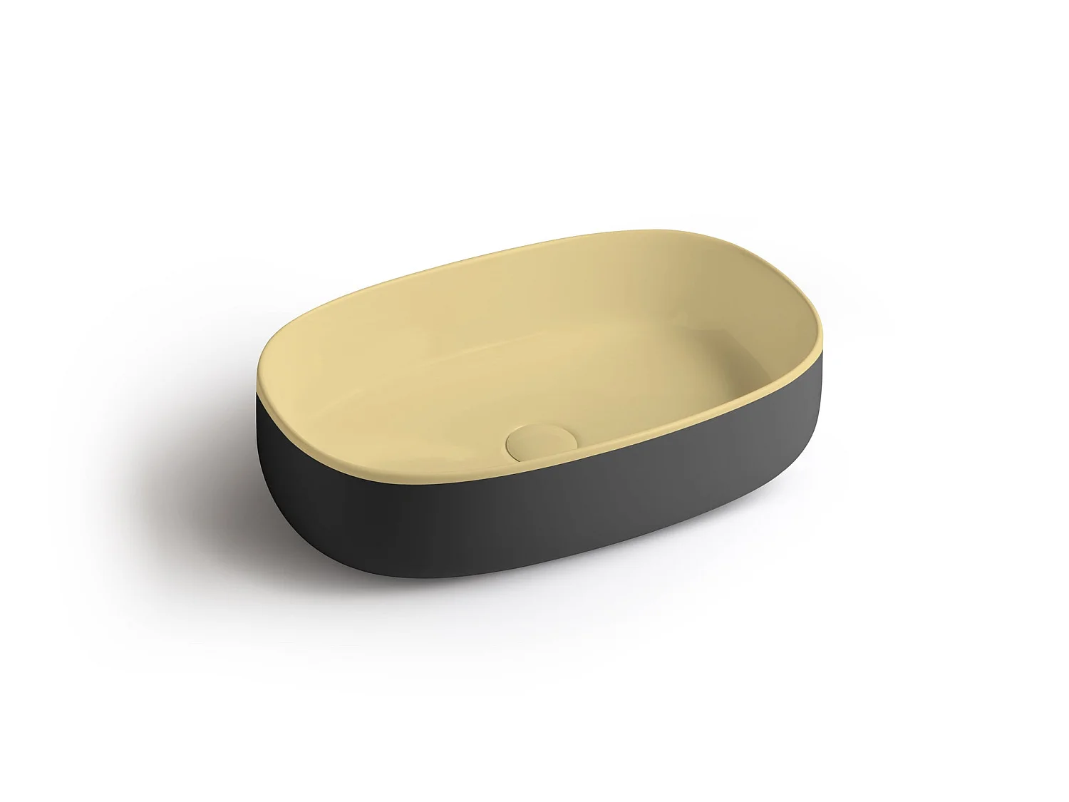 Ovaler Aufsatzwaschtisch zweifarbig gelb/grau cm 55x35 Bucchero Bis