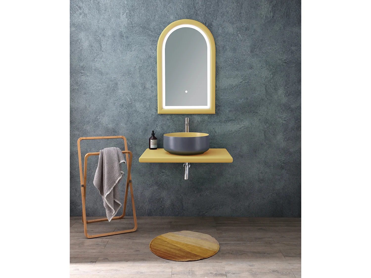 Rundes Aufsatzwaschtisch zweifarbig gelb/grau cm 42 Bucchero Bis