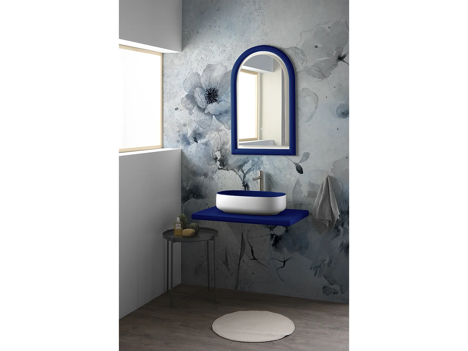 Ovaler Aufsatzwaschtisch zweifarbig Blau/Weiß cm 55x35 Bucchero Bis