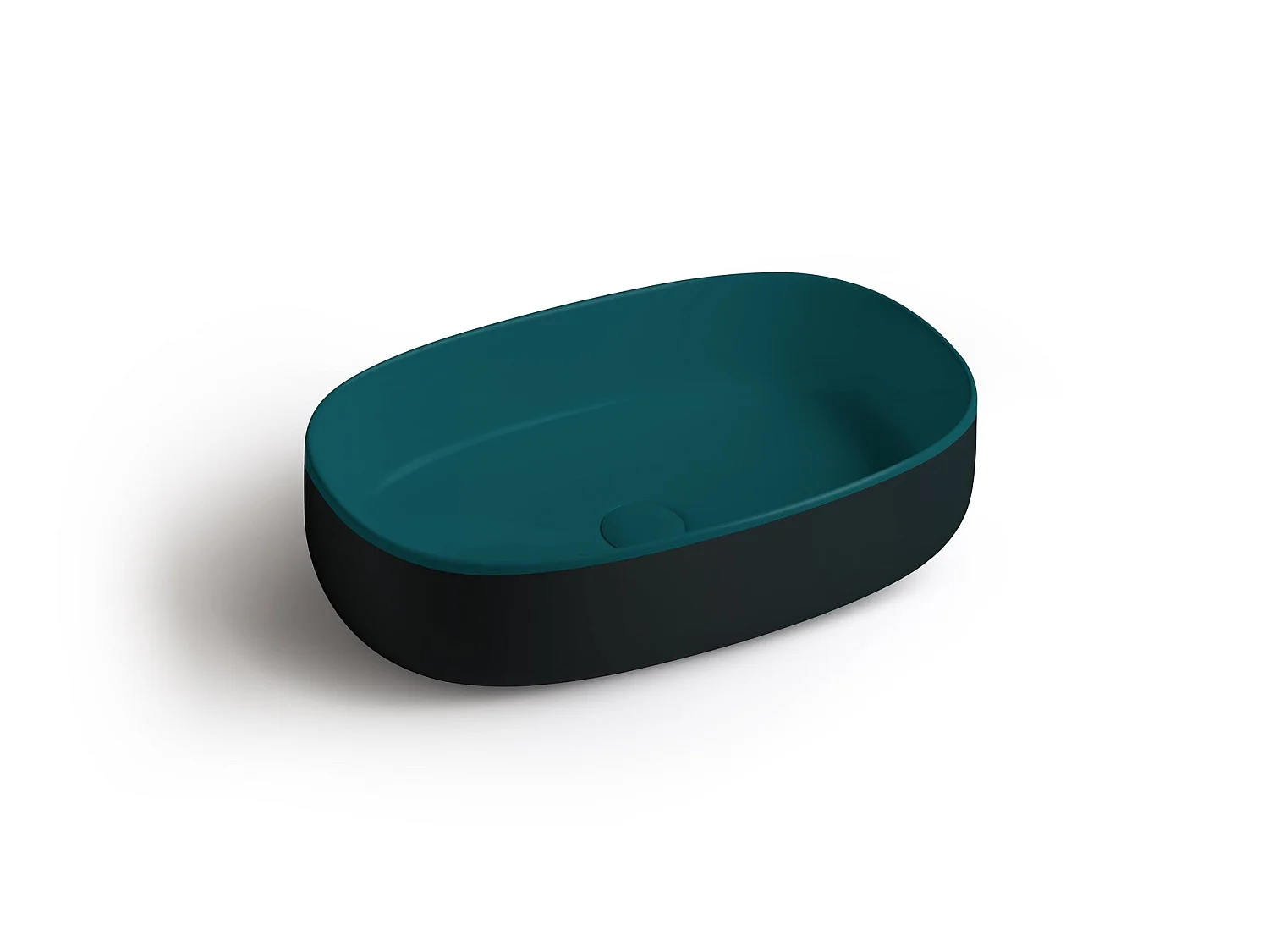 Lavabo ovale à poser bicolore aquamarine/noir cm 55x35 Bucchero Bis