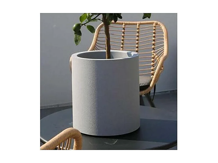 Pot en plastique rond aspect granit 30 cm Gris clair