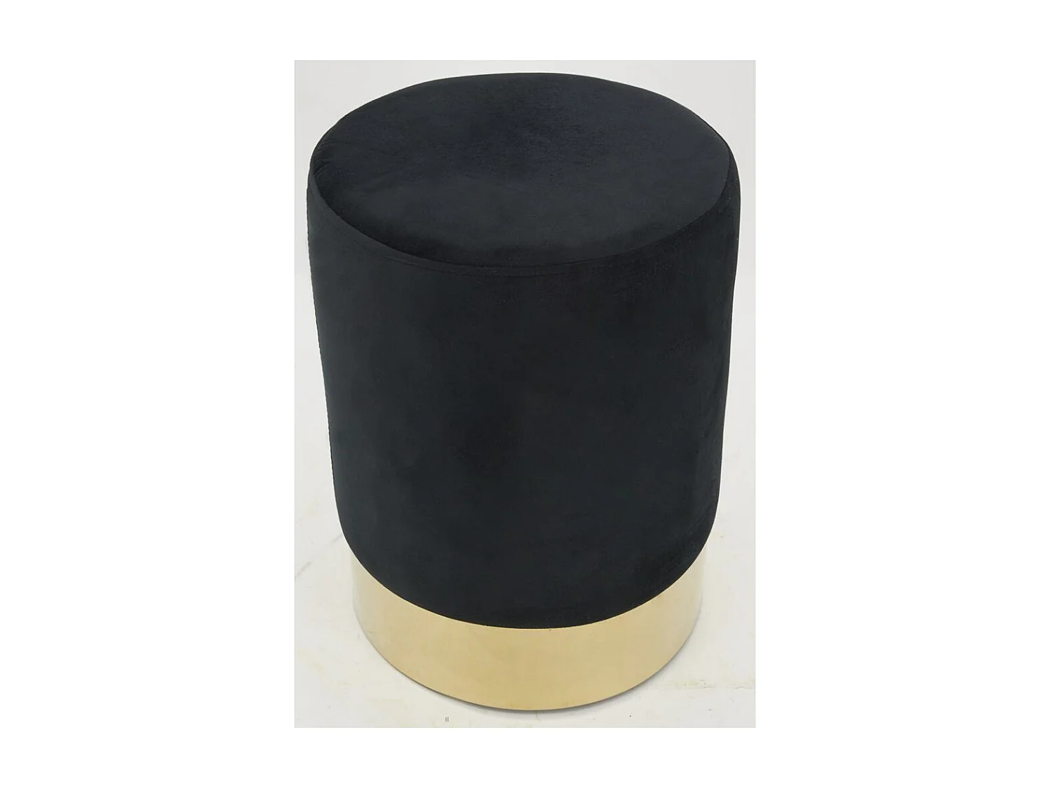 Pouf en velours et métal doré