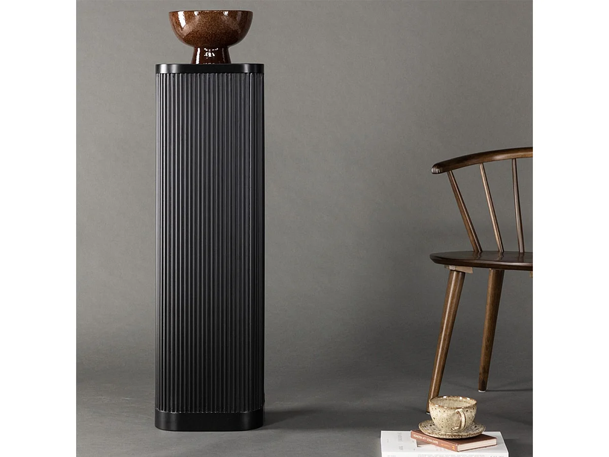 Tavolino da caffè, piedistallo e tavolino laterale Lenox, neri.