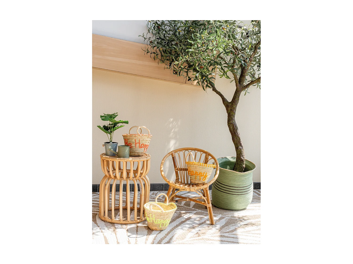 Sellette en rotin miel