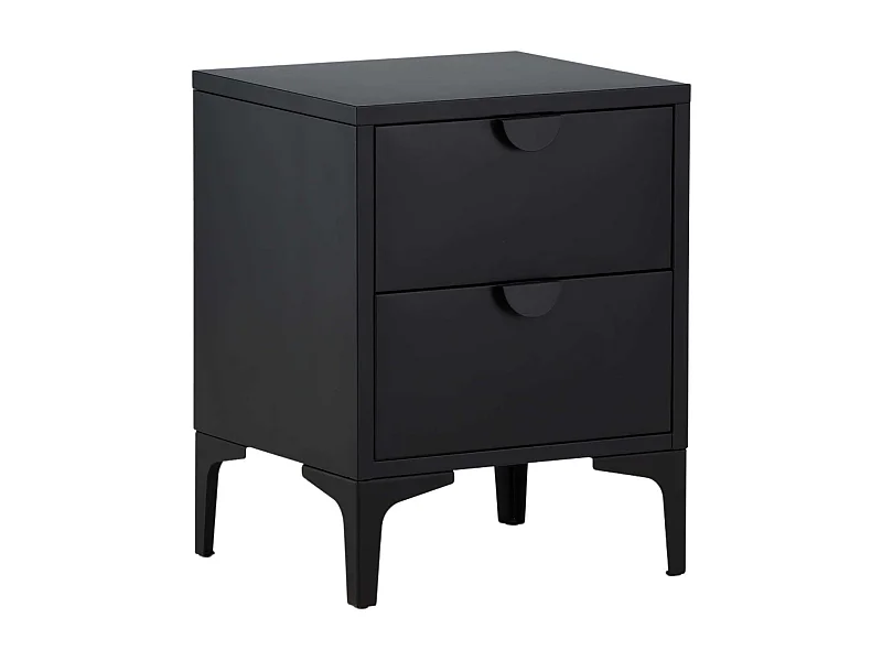 Table de Chevet 2 Tiroirs "Piring" 59cm Noir