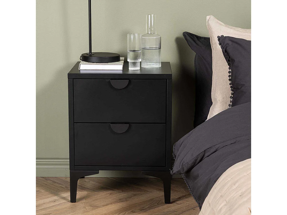 Piring nachtkastje 2 laden zwart.