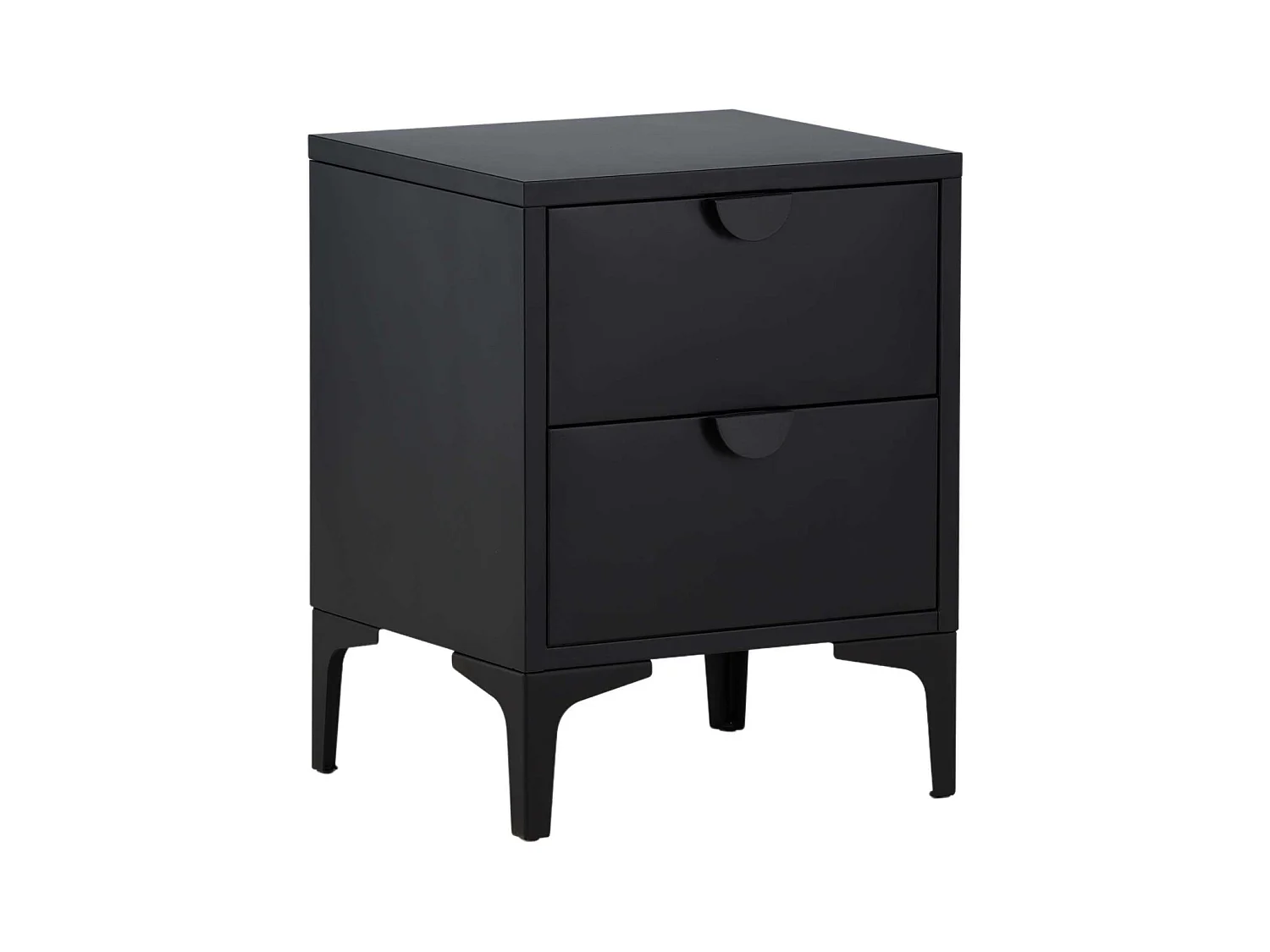 Table de Chevet 2 Tiroirs "Piring" 59cm Noir
