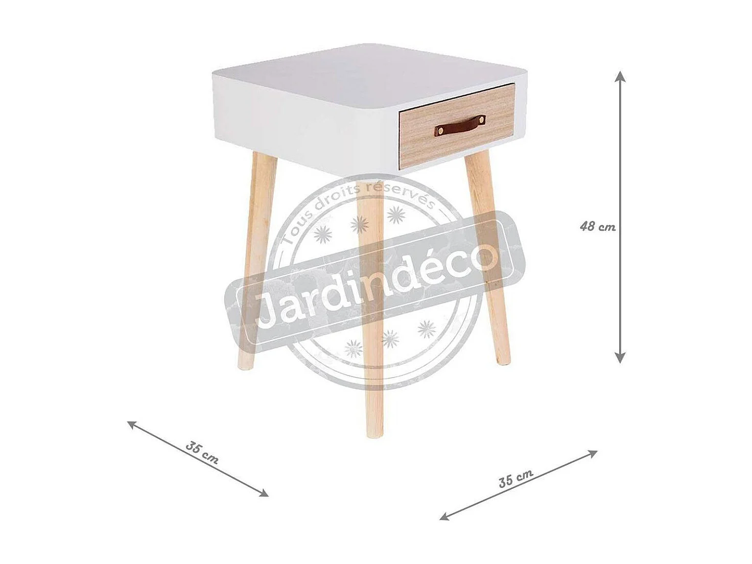 Chevet scandinave avec tiroir et poignée en polyuréthane (Lot de 2)