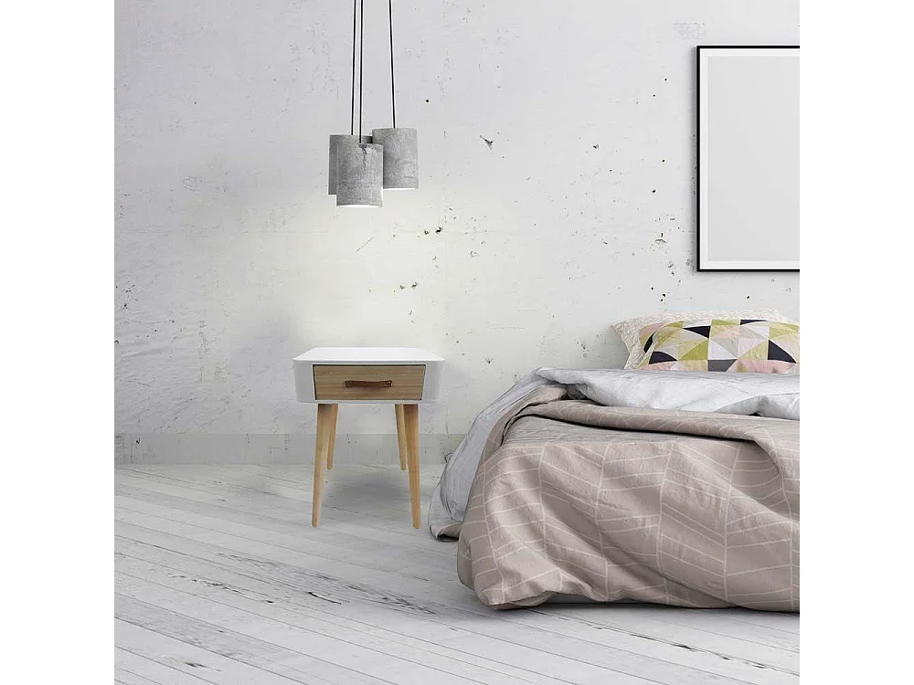 Chevet scandinave avec tiroir et poignée en polyuréthane (Lot de 2)