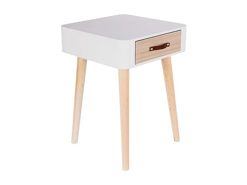 Chevet scandinave avec tiroir et poignée en polyuréthane (Lot de 2)