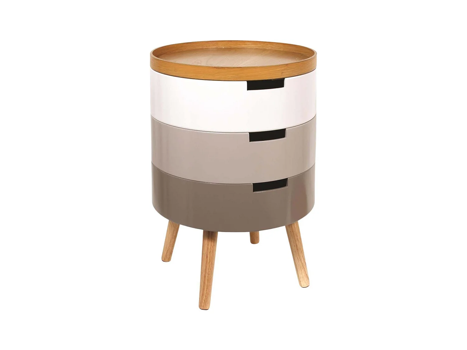 Table de chevet coffre 3 niveaux (Lot de 2) Gris