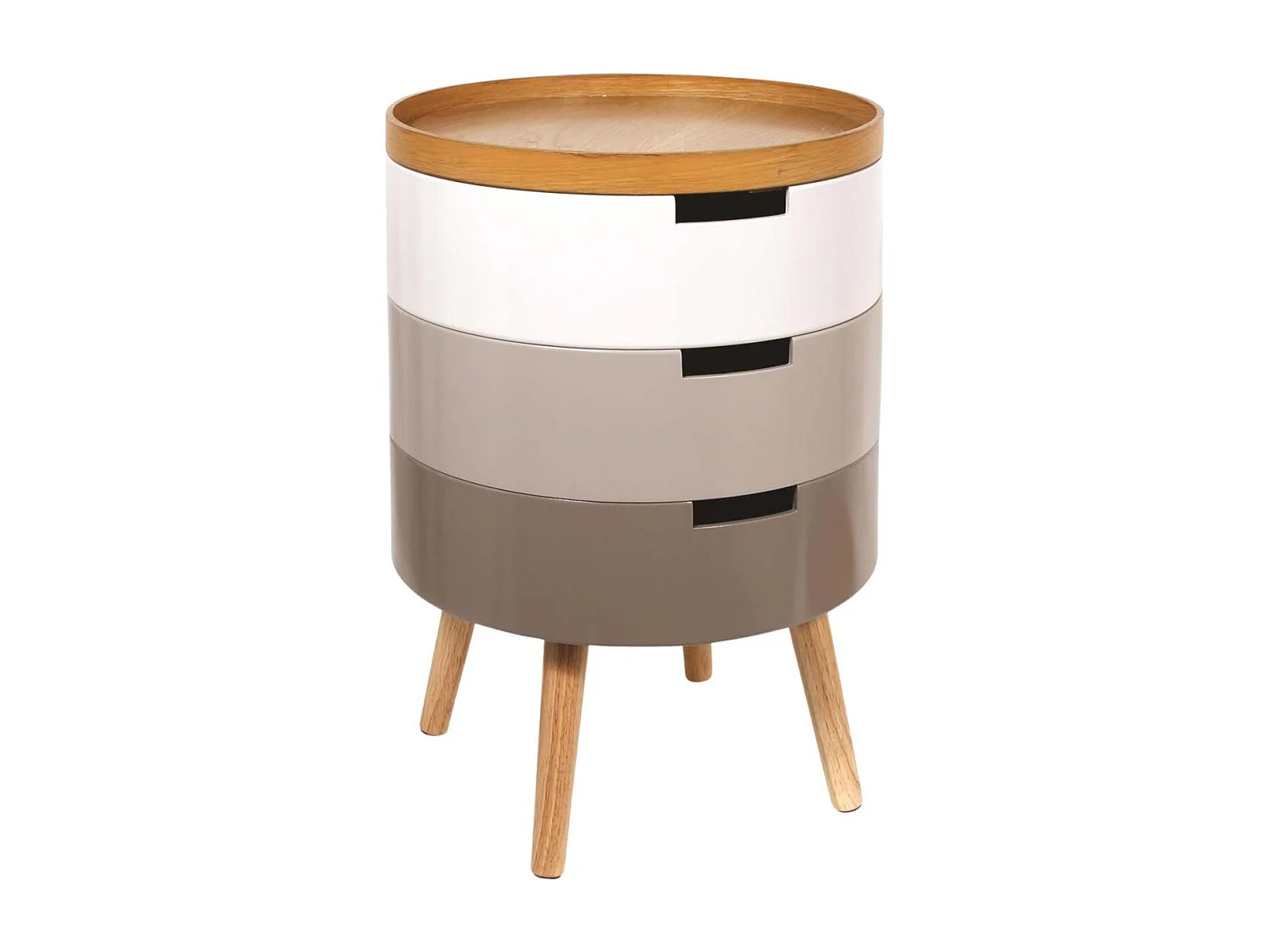 Table de chevet coffre 3 niveaux (Lot de 2) Gris