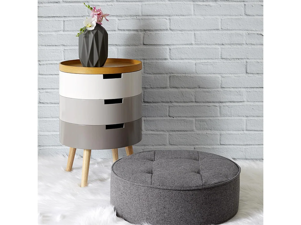 Table de chevet coffre 3 niveaux (Lot de 2) Gris