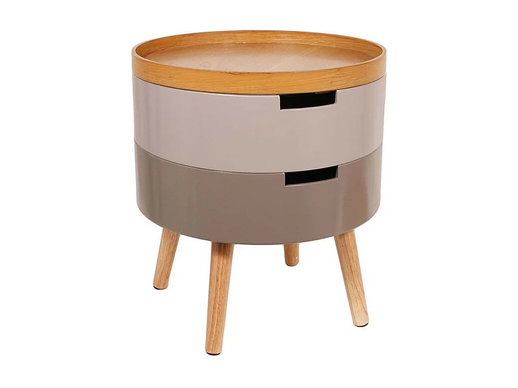 Table de chevet coffre 3 niveaux (Lot de 2) Gris