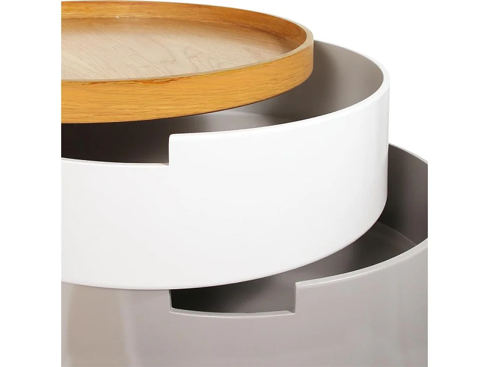 Table de chevet coffre 3 niveaux (Lot de 2) Gris