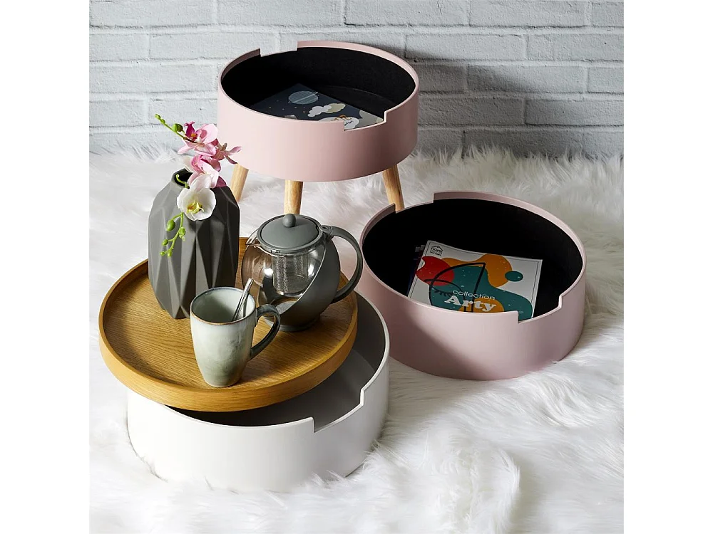 Table de chevet coffre 3 niveaux (Lot de 2) Gris