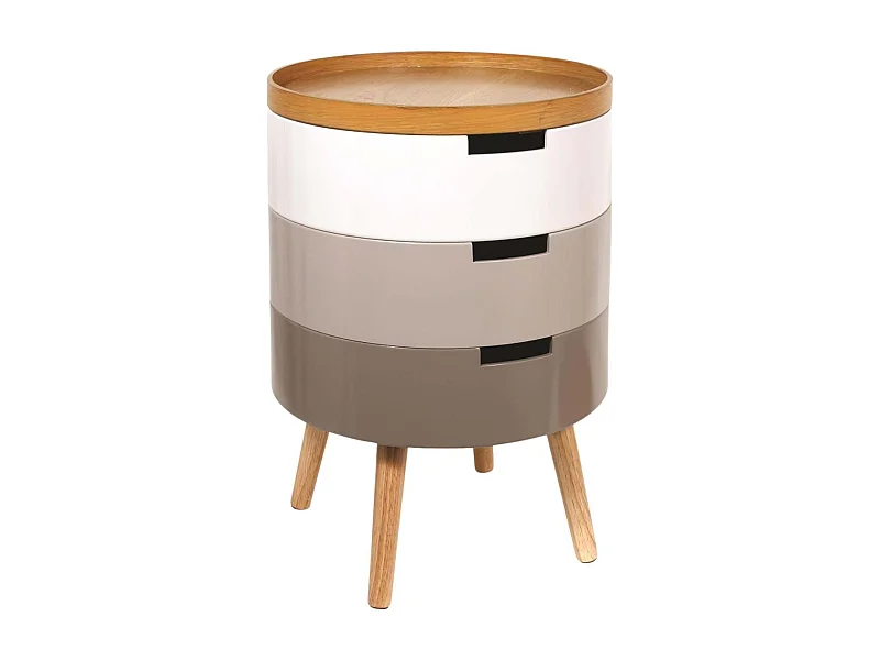 Table de chevet coffre 3 niveaux (Lot de 2) Gris