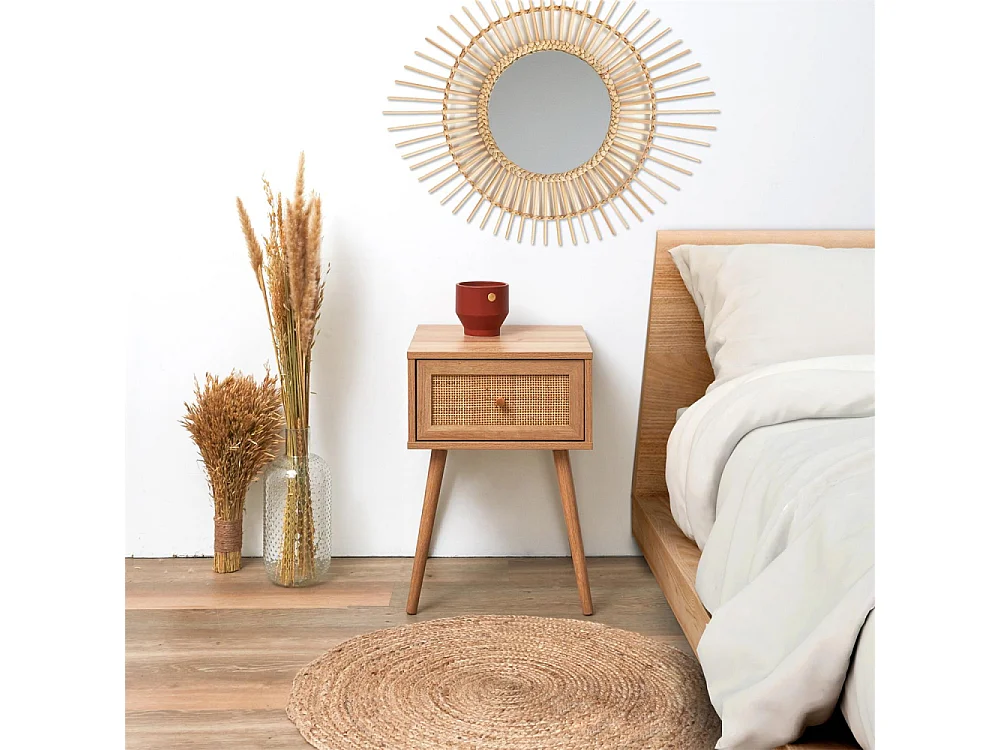 Chevet en bois 1 tiroir Bali (Lot de 2)