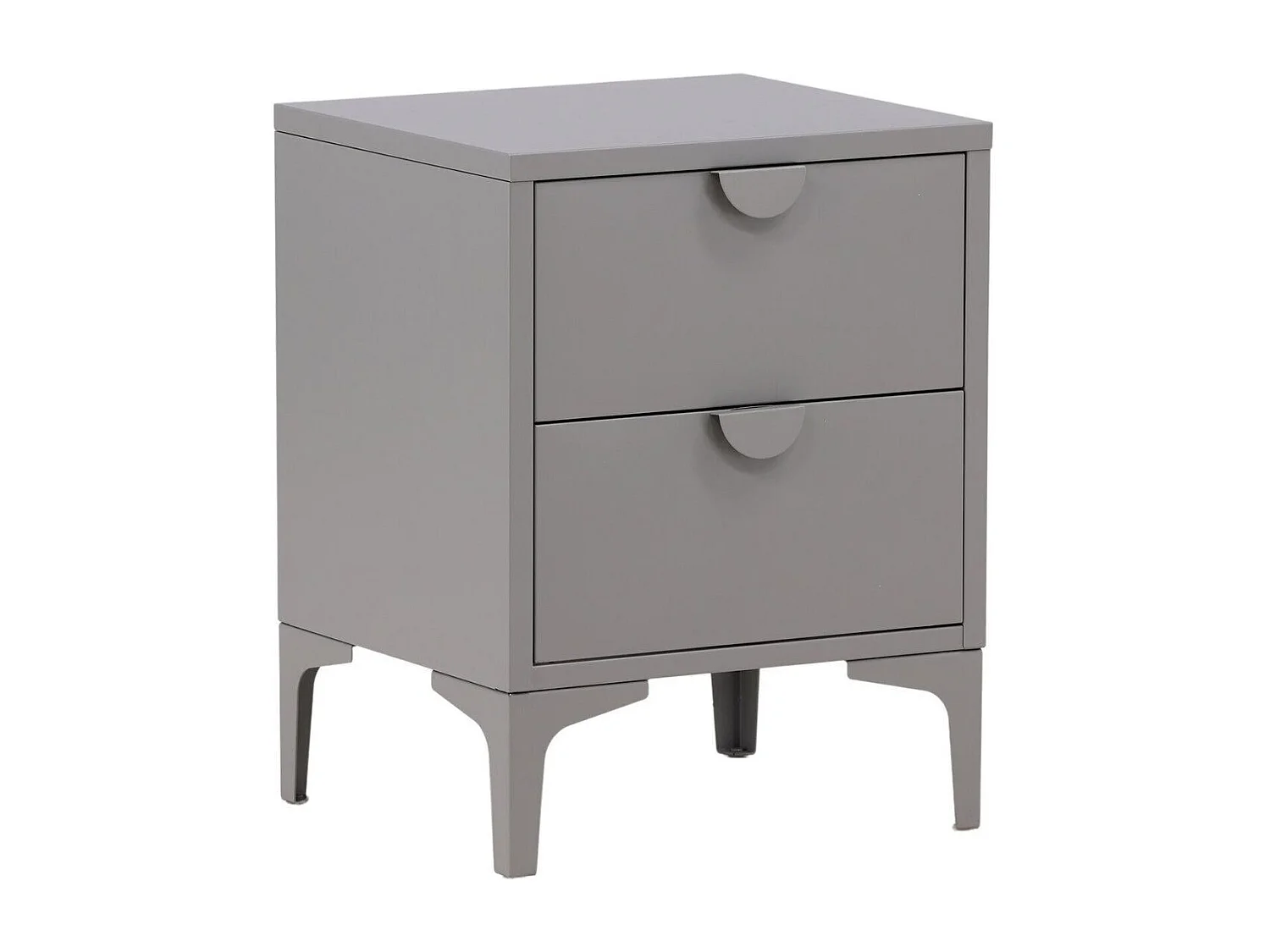 Table de Chevet 2 Tiroirs "Piring" 59cm Gris Clair