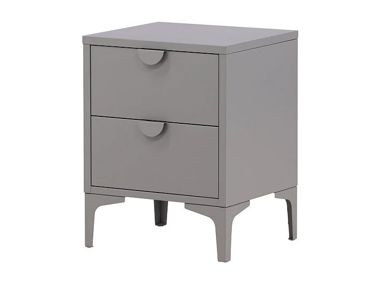 Table de Chevet 2 Tiroirs "Piring" 59cm Gris Clair