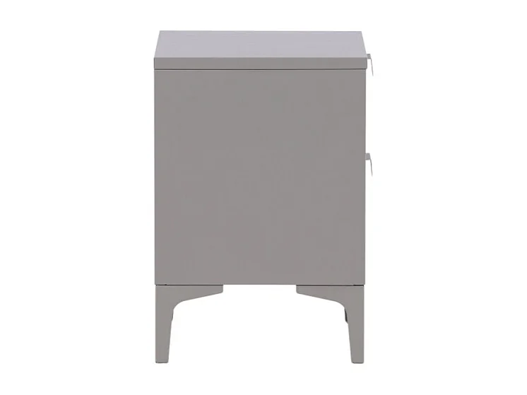 Table de Chevet 2 Tiroirs "Piring" 59cm Gris Clair