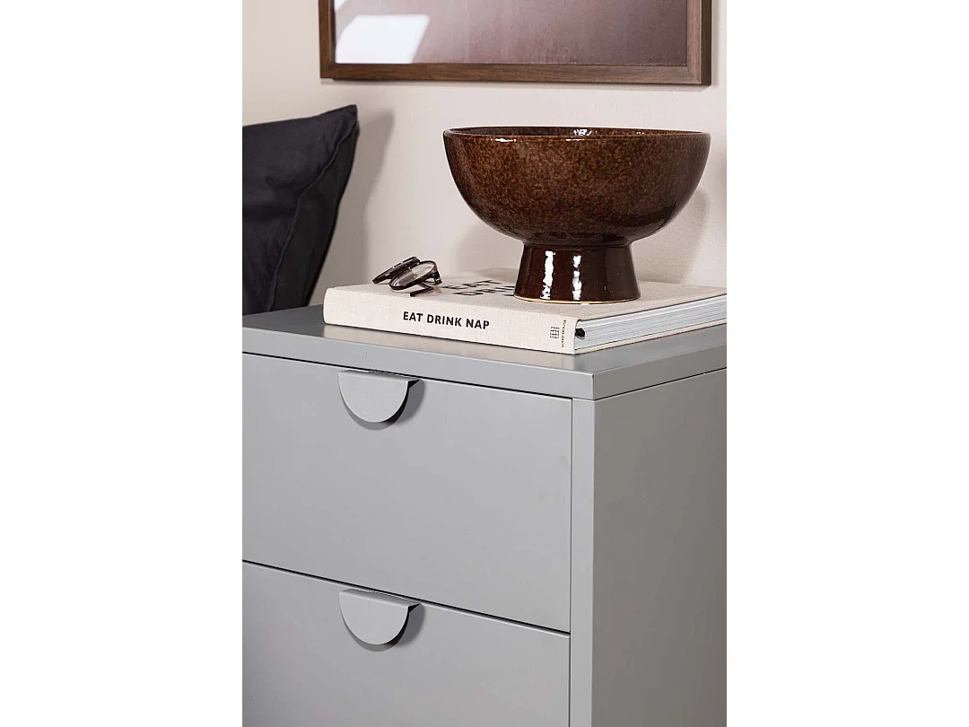 Piring table de nuit 2 tiroirs gris clair.