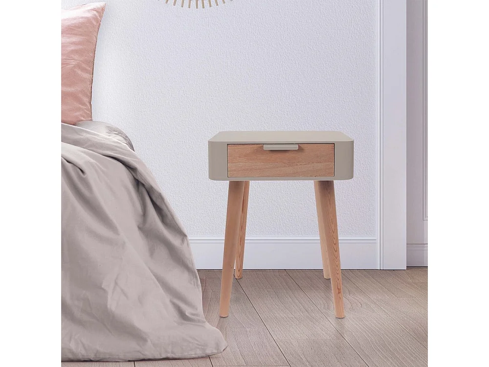 Chevet en bois 1 tiroir Zoran (Lot de 2) Taupe