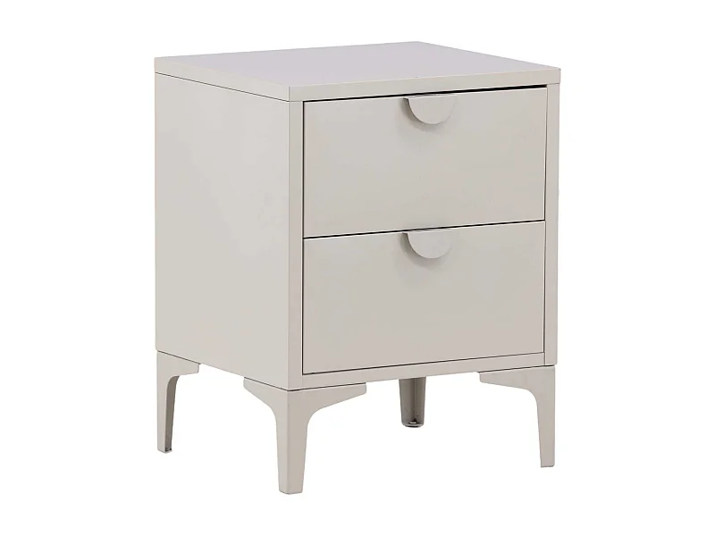 Table de Chevet 2 Tiroirs "Piring" 59cm Beige