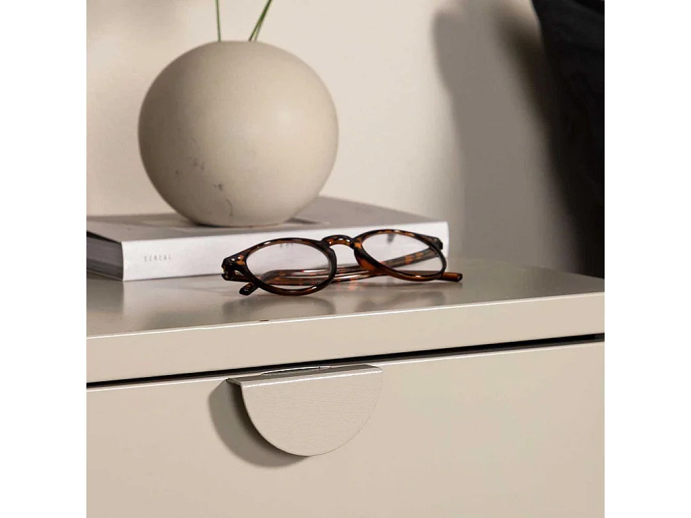 Table de Chevet 2 Tiroirs "Piring" 59cm Beige