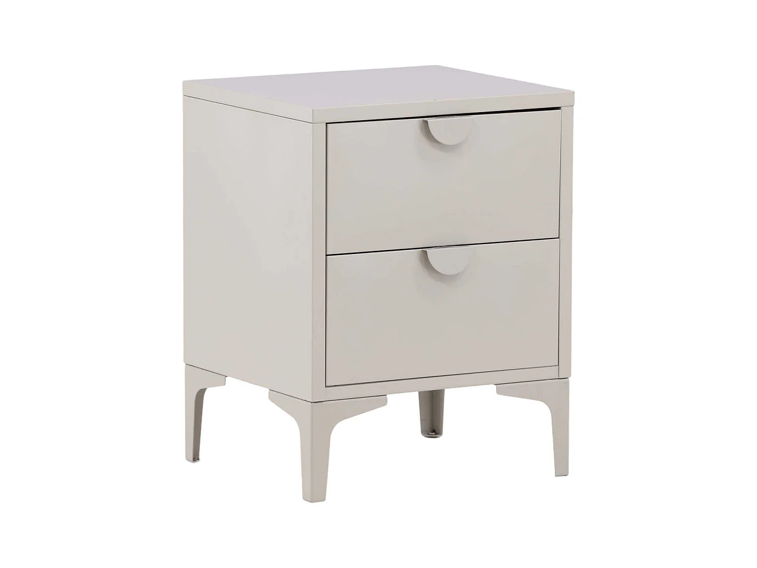 Table de Chevet 2 Tiroirs "Piring" 59cm Beige