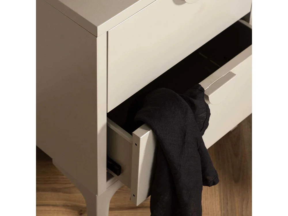 Table de Chevet 2 Tiroirs "Piring" 59cm Beige