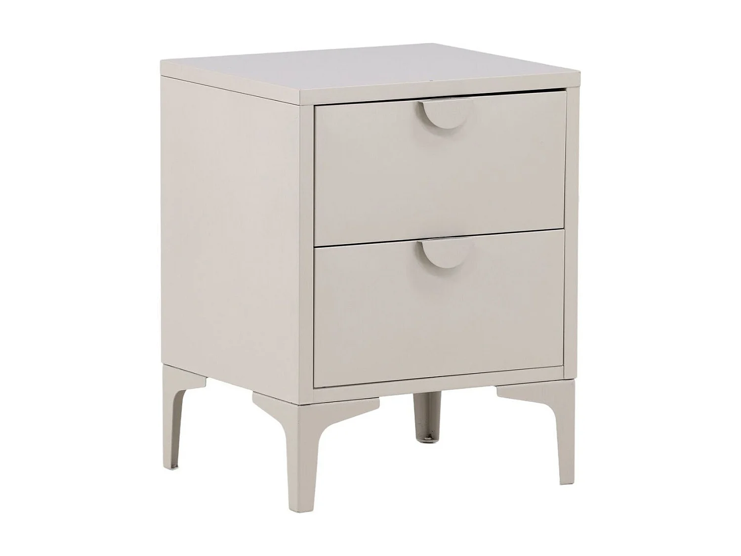 Table de Chevet 2 Tiroirs "Piring" 59cm Beige