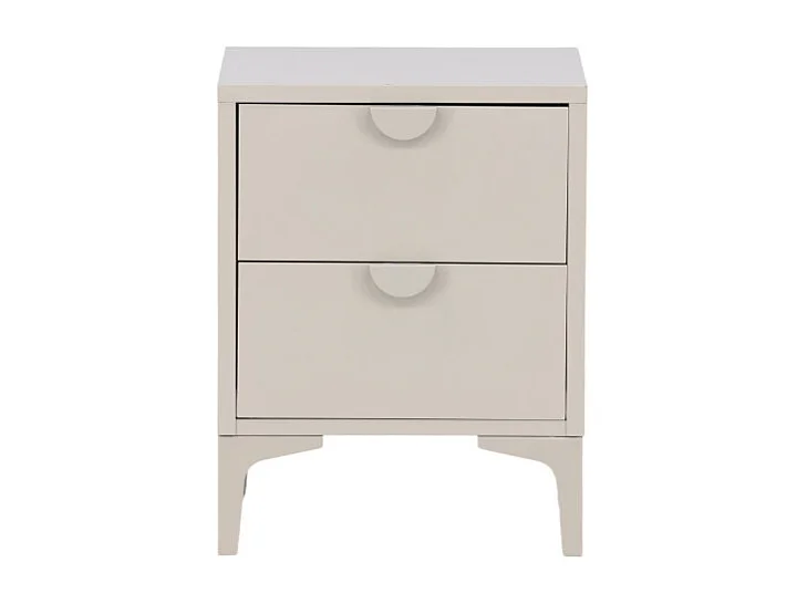 Table de Chevet 2 Tiroirs "Piring" 59cm Beige